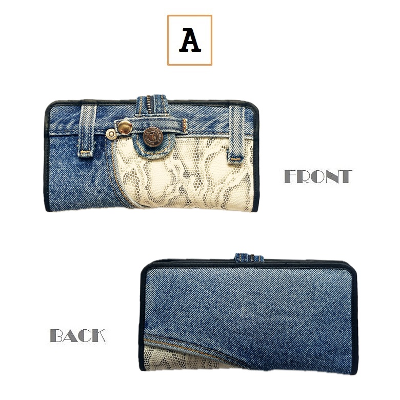 デニム 長財布 ロングウォレット ベルト−B 財布 リメイク ジーンズ