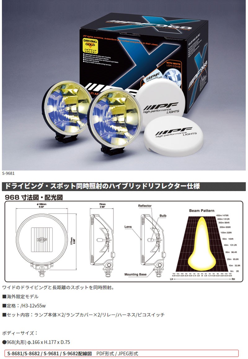 IPF オフロード フォグランプ 競技専用 968ハイブリッドリフレクター