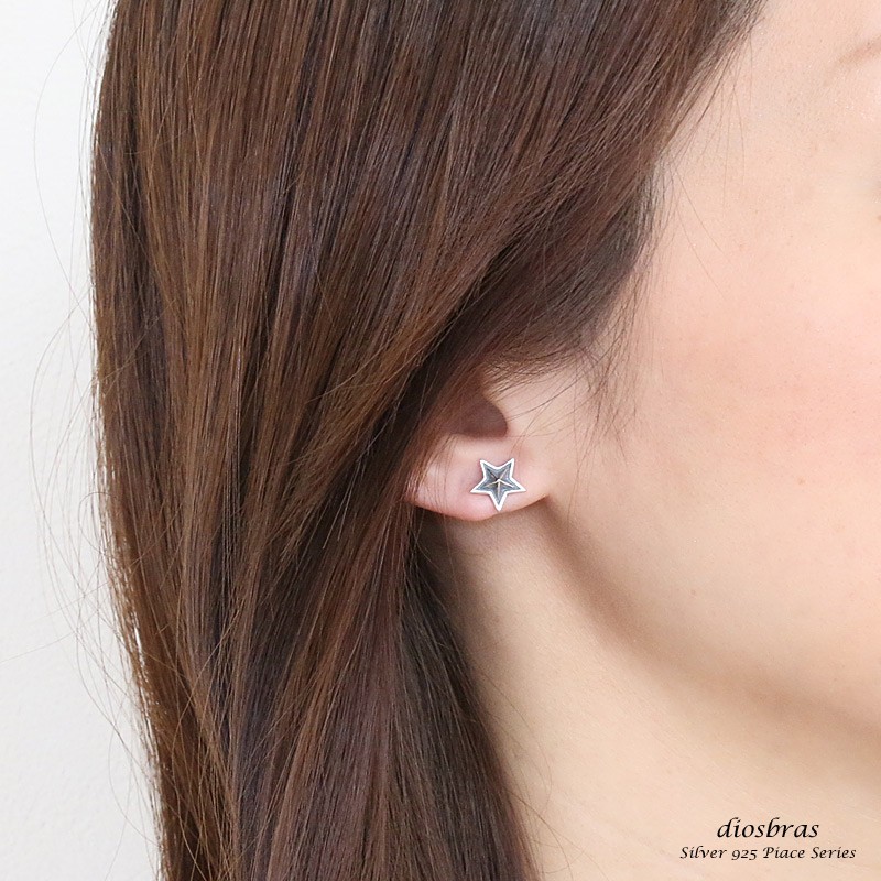 ピアス 星 ラッキー スター シルバーアクセサリー シルバーピアス 本物