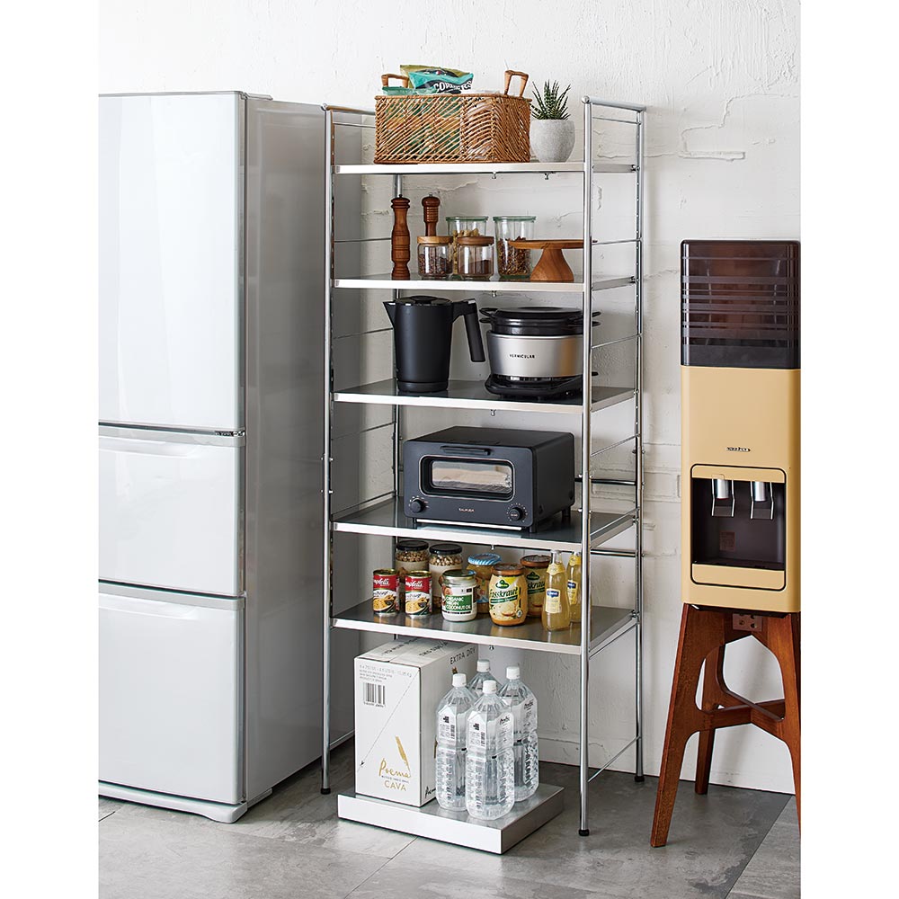 dinos（ディノス） 幅伸縮 ステンレス棚ダスト上ラック 棚5タイプ