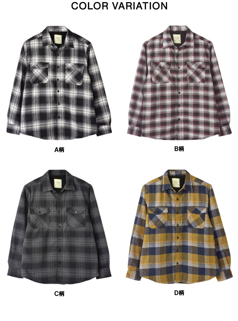 FLAG ON CREW メンズ ネル シャツジャケット チェックシャツ 裏ボア