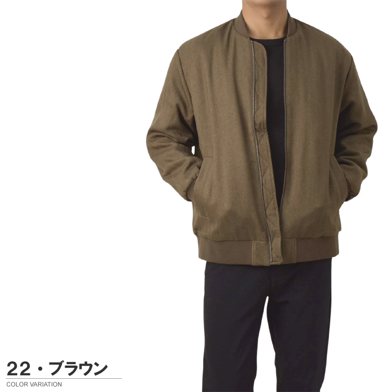 FLAG ON CREW ブルゾン メンズ MA-1 ウールライク ヘリンボーン 裏ボア