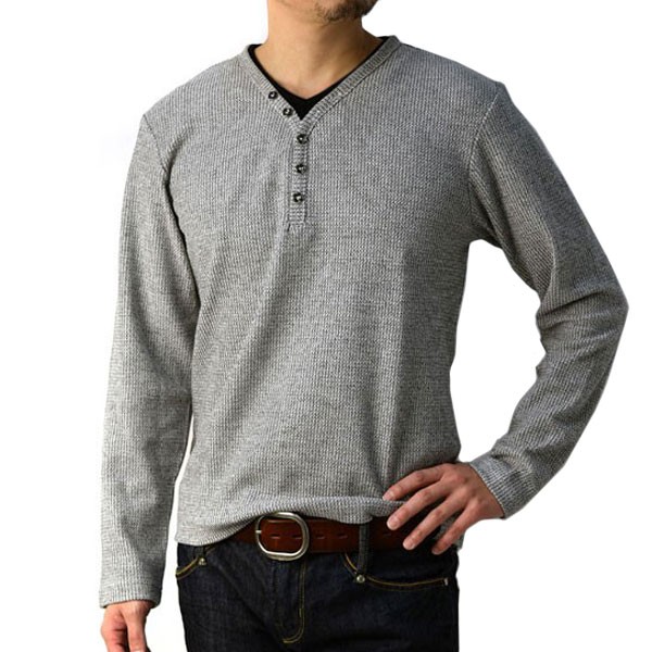 FLAG ON CREW 送料無料 Tシャツ 長袖 メンズ Yヘンリーネック