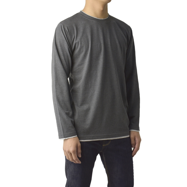 FLAG ON CREW 長袖Tシャツ メンズ ロンT 無地 カットソー フェイク