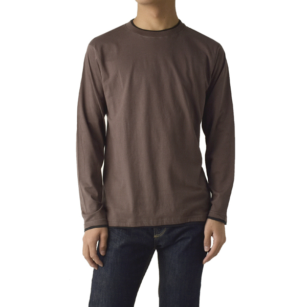 FLAG ON CREW 長袖Tシャツ メンズ ロンT 無地 カットソー フェイク