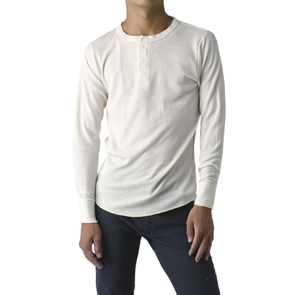 Hanes（ヘインズ） Tシャツ 長袖 メンズ ヘンリーネック サーマル 袖