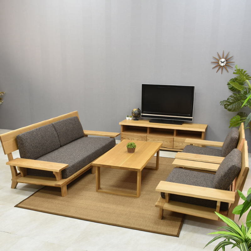 ソファ ソファー 和モダン 天然木 タモ 無垢材 3人掛け 1人掛け 3点