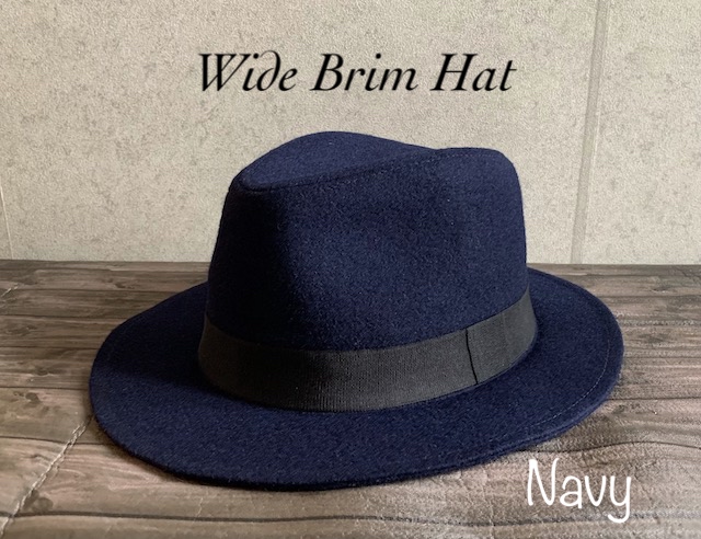 2サイズ展開 帽子 メルトン つば広 中折ハット フェドラハット