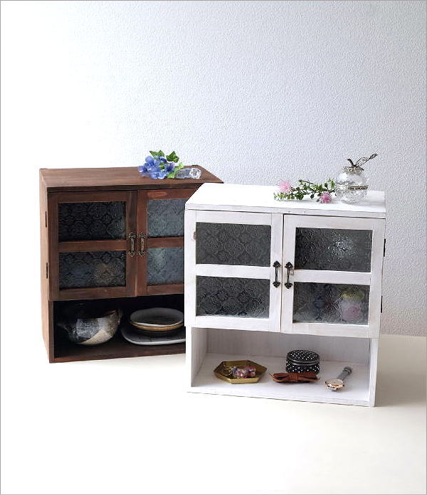 キャビネット スパイスラック おしゃれ ガラス ウッド 木製