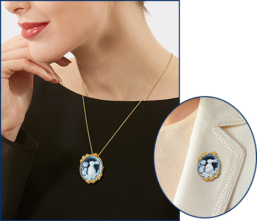 しあわせの白うさぎ 宝飾カメオペンダント＆ブローチ インペリアル