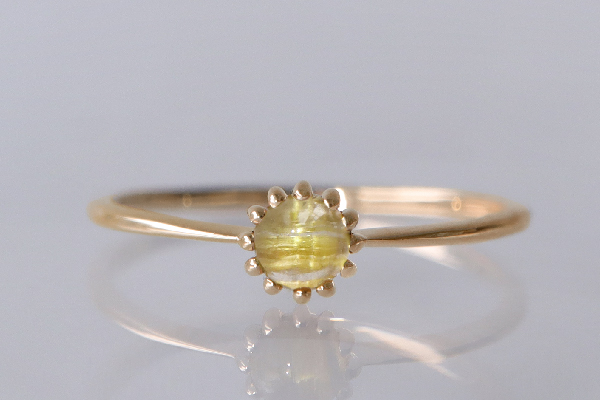 リング 希少石 ルチルクォーツ キャッツアイルチル K10 YG PG WG 太陽