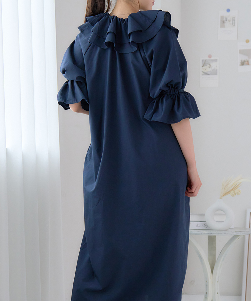 フリル袖ワンピース フリル 襟 ワンピース シャツワンピース 春 夏