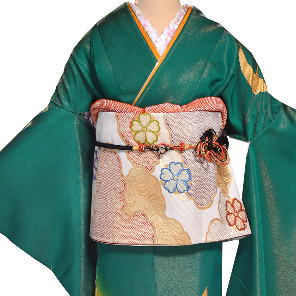 手染め 京友禅 金彩 正絹 振袖 30点 セット 緑 成人式 ふりそで 袋帯