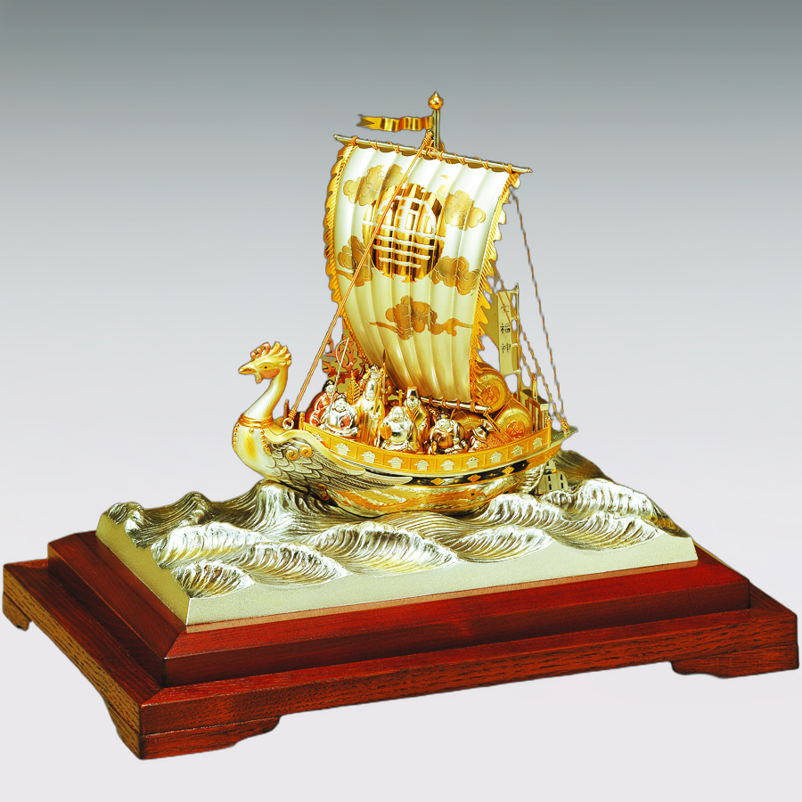 宝船 七福神 3号｜銀製置物/ガラスケース : HIKARI GALLERYヤフー店