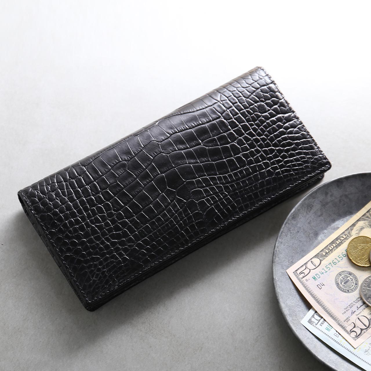 sankyo shokai（三京商会） アリゲーター 長財布 メンズ 本革 ワニ革