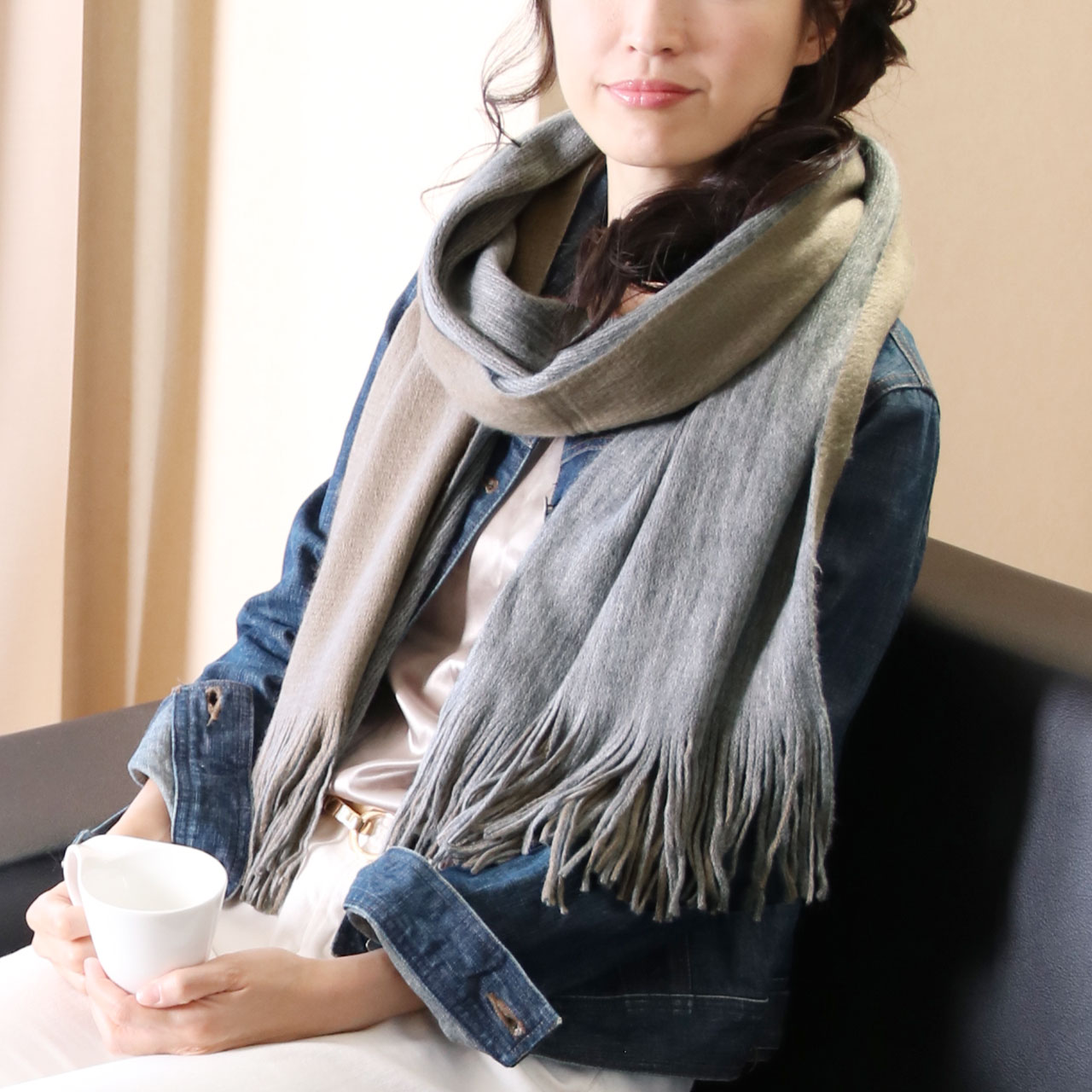 sankyo shokai（三京商会） [10%offクーポン]バイカラー 大判 ストール