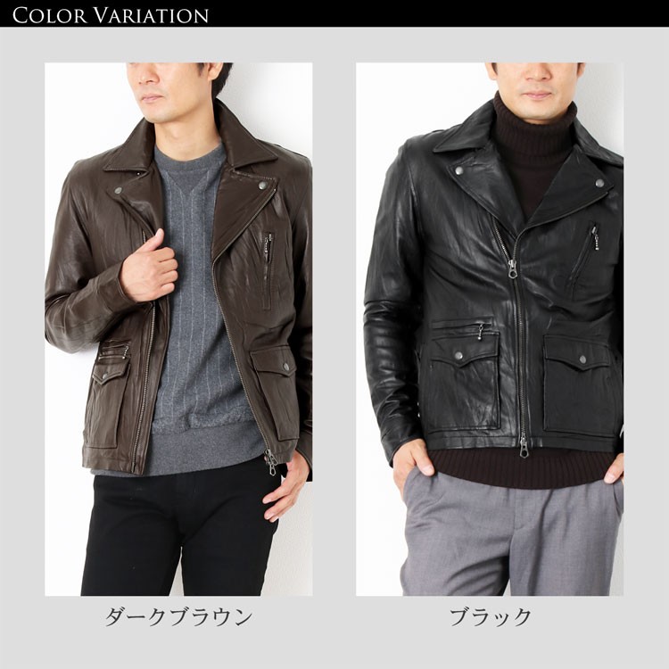 sankyo shokai（三京商会） [5%offクーポン]ラムレザー ライダース