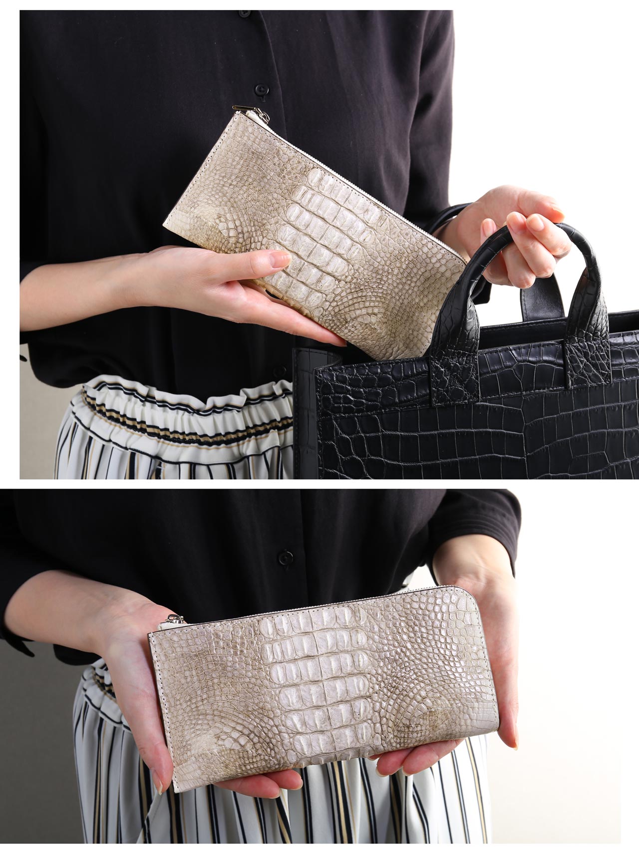 sankyo shokai（三京商会） ヒマラヤ クロコダイル L字ファスナー 長