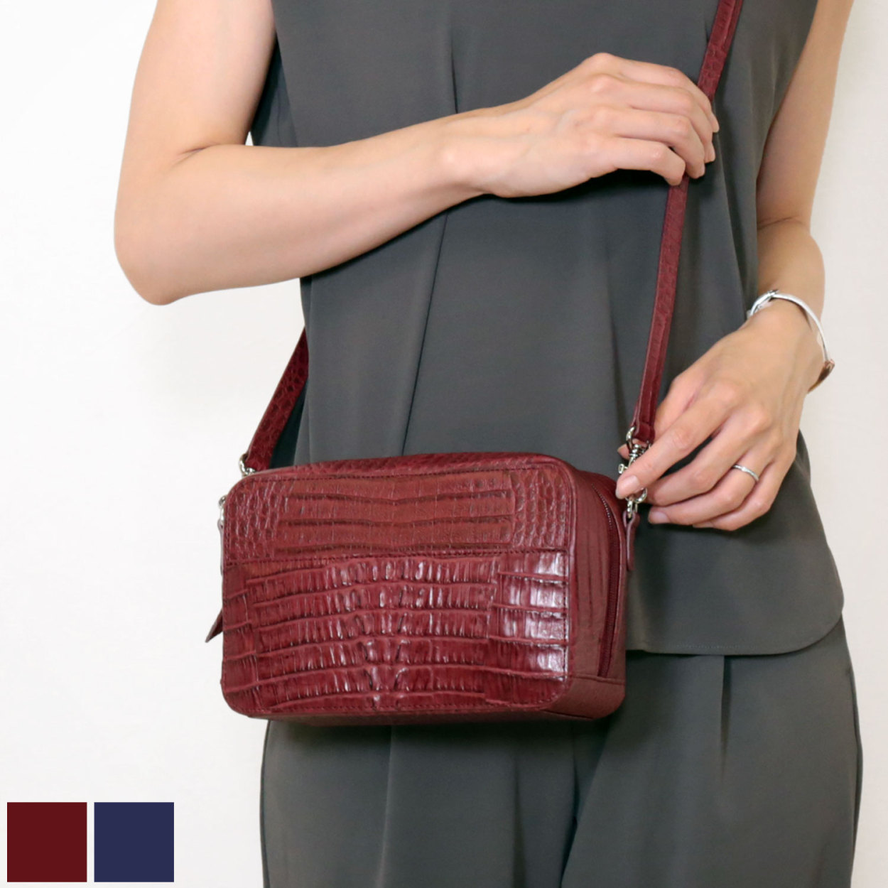 sankyo shokai（三京商会） [28h限定10%off]カイマン×牛革 3way バッグ