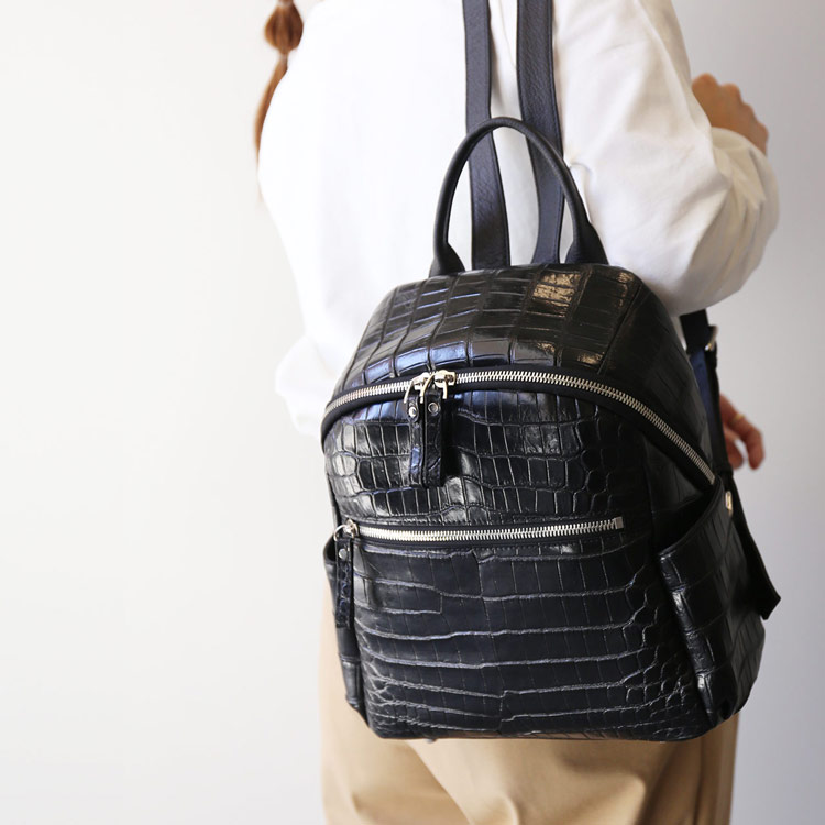 sankyo shokai（三京商会） クロコダイル マット 加工 リュック 2WAY
