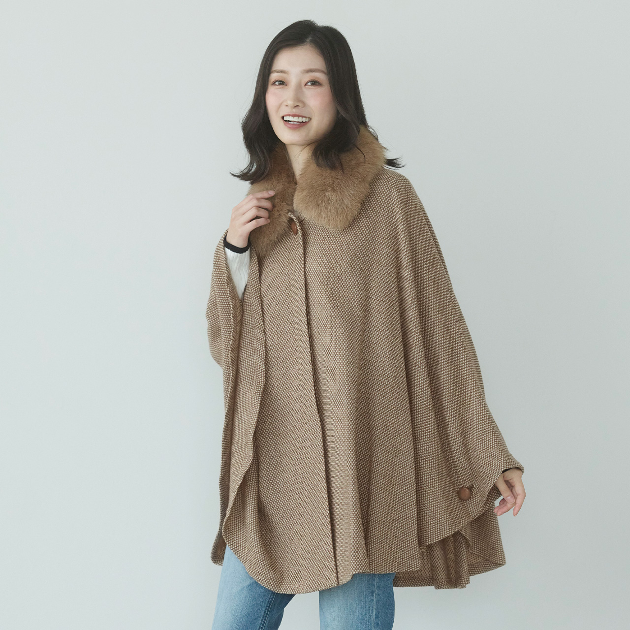 sankyo shokai（三京商会） ケープ カシミヤ 100% ポンチョ 軽量 弱撥