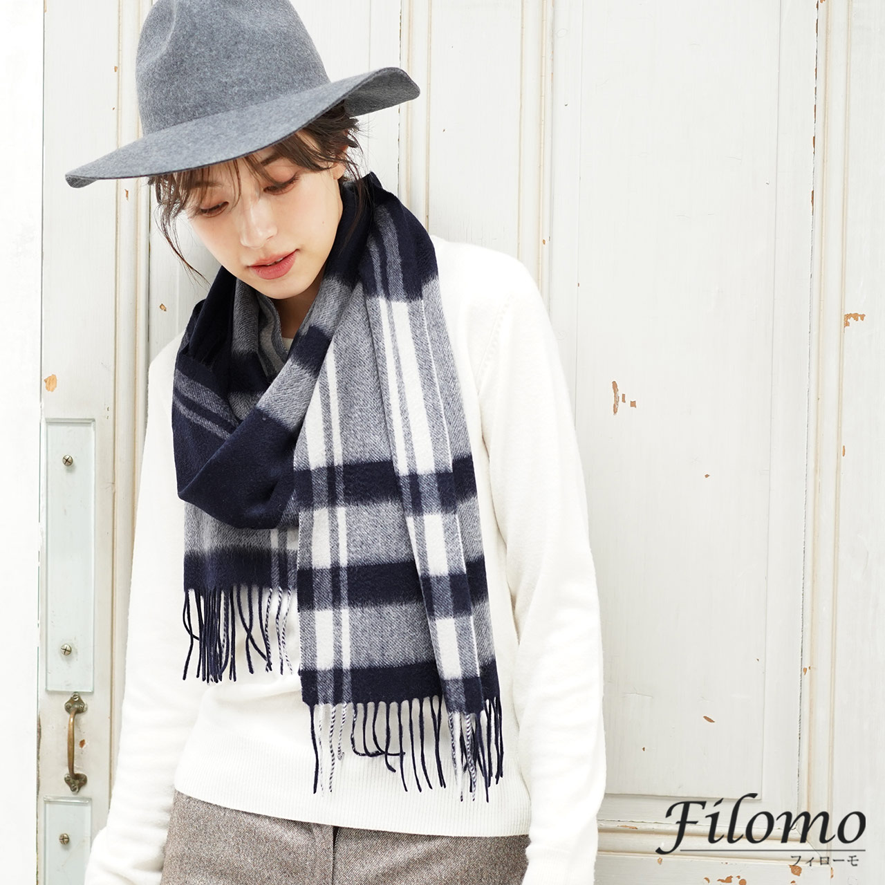 Filomo（フィローモ） カシミヤ マフラー チェック レディース