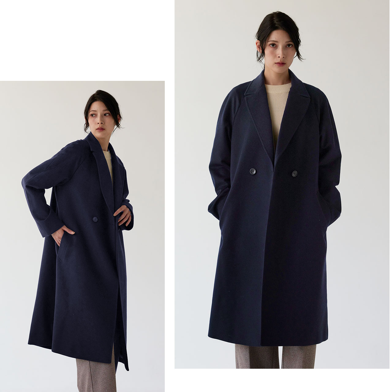 美品】ランバンコレクション ロングチェスターコート カシミヤ100％ 黒