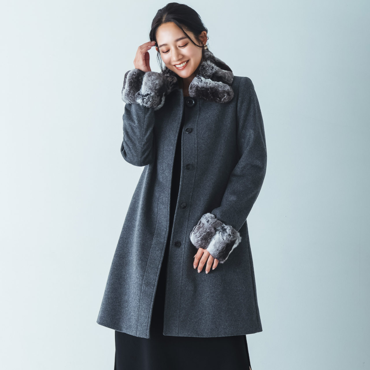 Filomo（フィローモ） [10%offクーポン]カシミヤ100% チンチラトリム