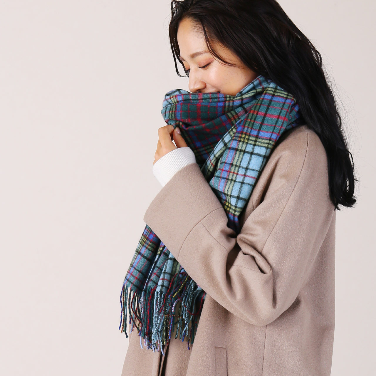 sankyo shokai（三京商会） ［期間限定価格］カシミヤ 100% チェック