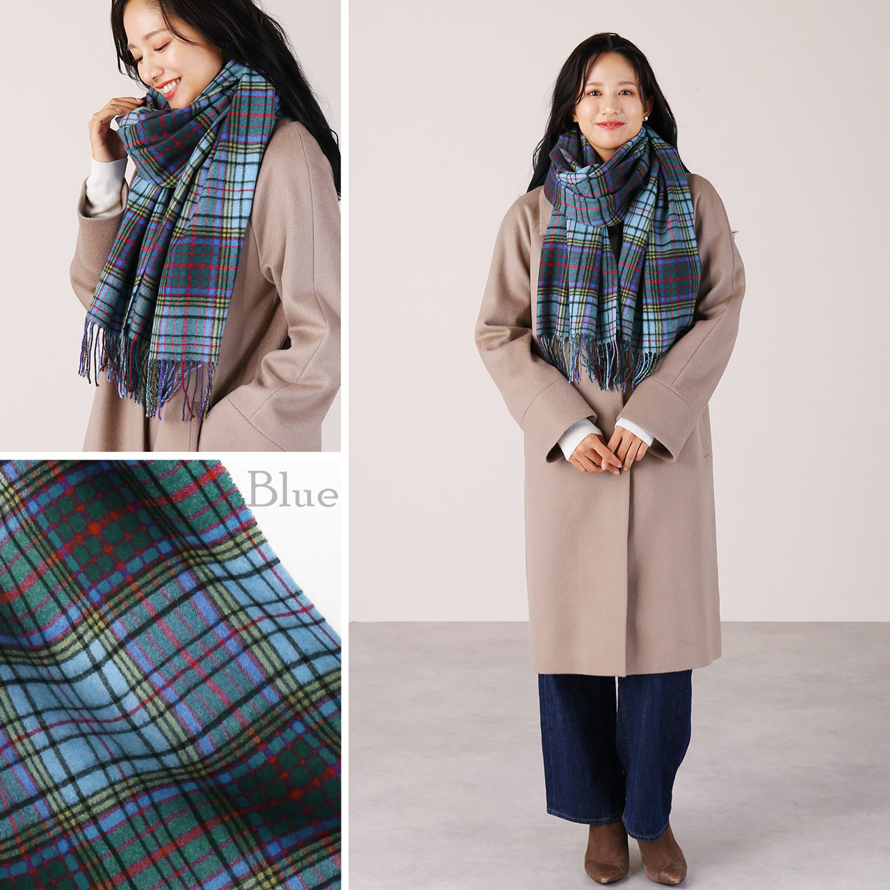 sankyo shokai（三京商会） ［期間限定価格］カシミヤ 100% チェック