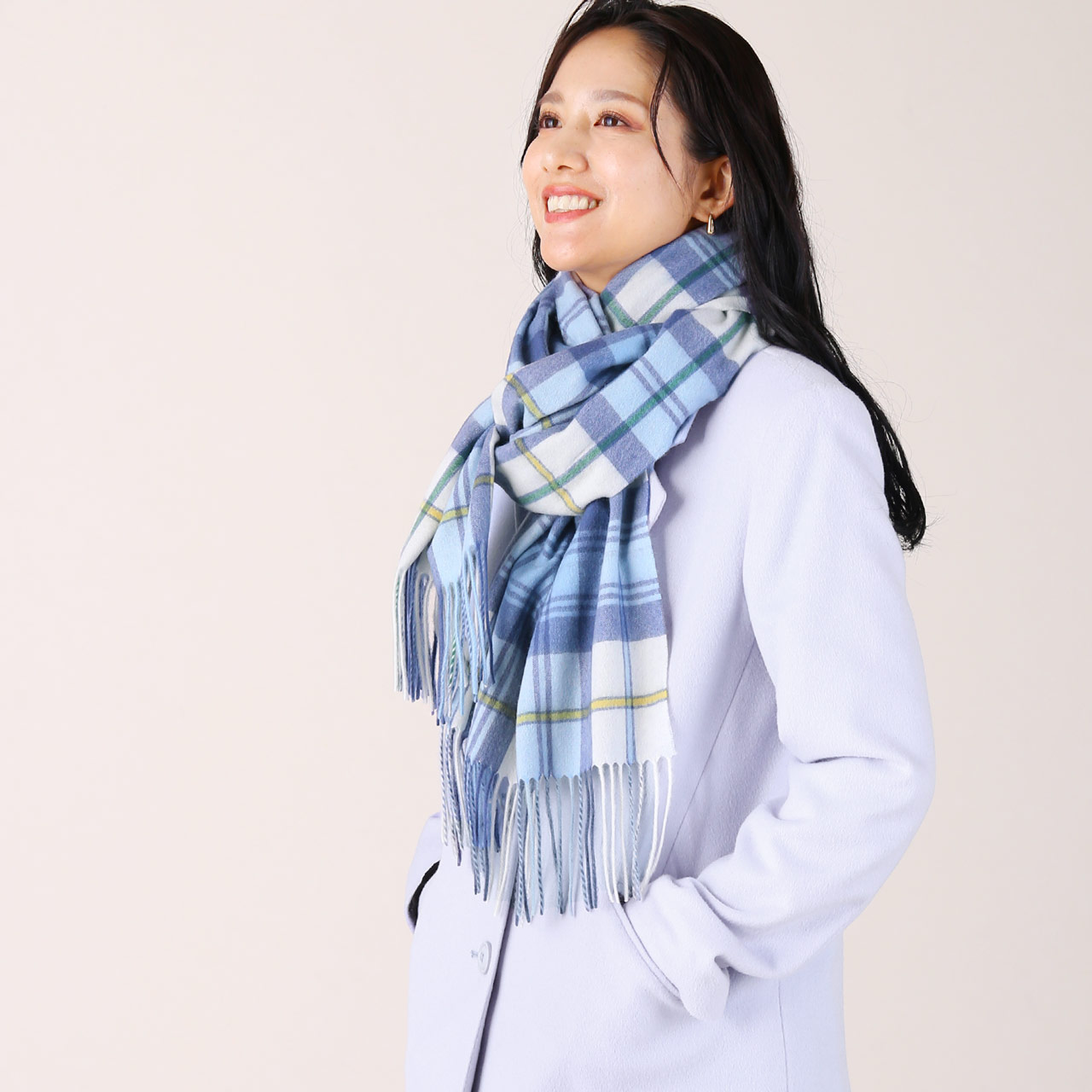 sankyo shokai（三京商会） カシミヤ100% チェック 大判 ストール