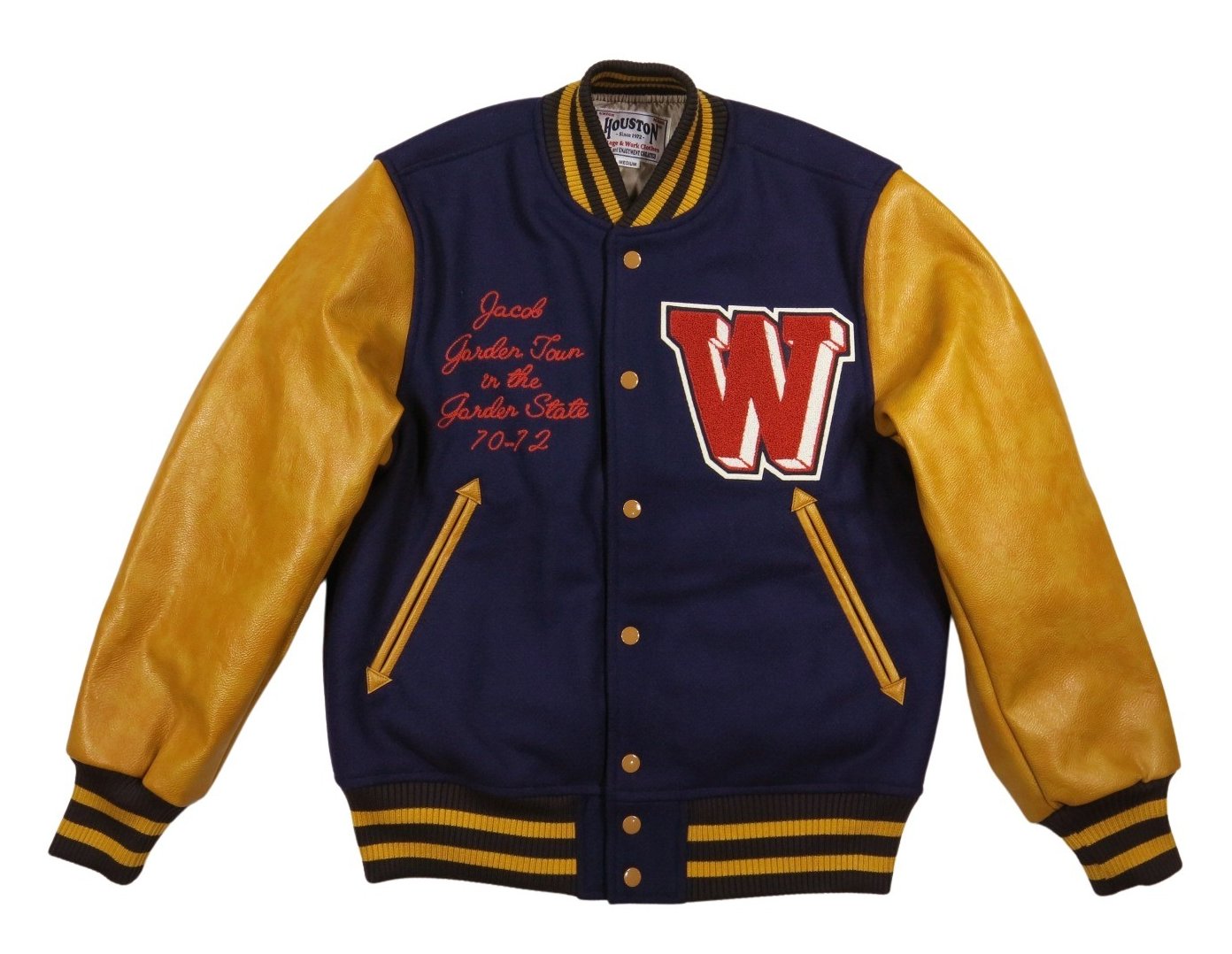 HOUSTON（ヒューストン） さがら刺繍 FLAG PUレザー × メルトンウール