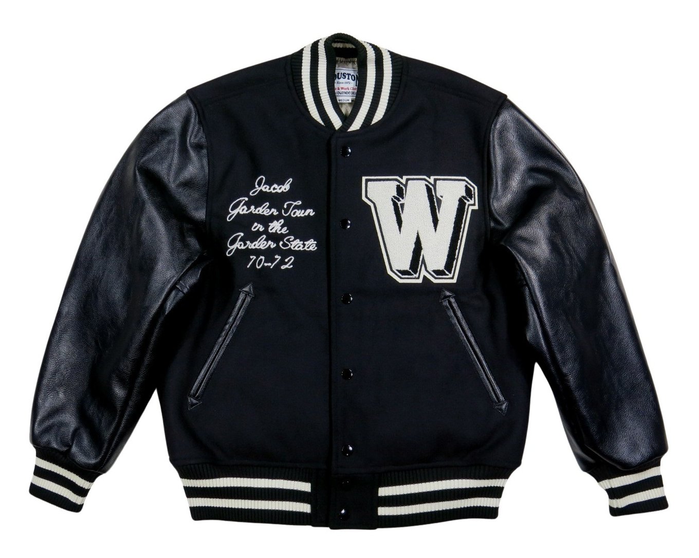 HOUSTON（ヒューストン） さがら刺繍 FLAG PUレザー × メルトンウール