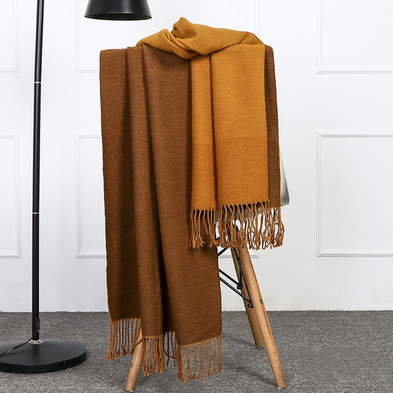 特価セール マフラー 大判ストール リバーシブル 厚手 フリンジ 無地