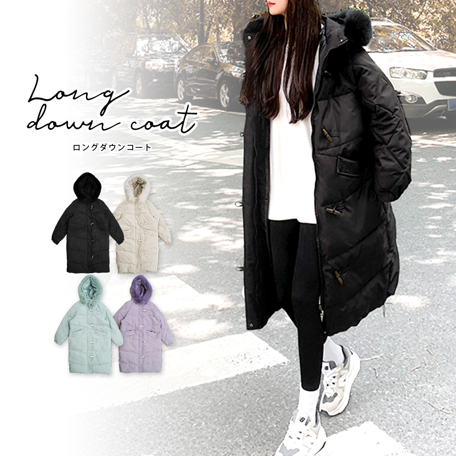 ダウン アウター フード付き ファー コート ダウンコート ブラック