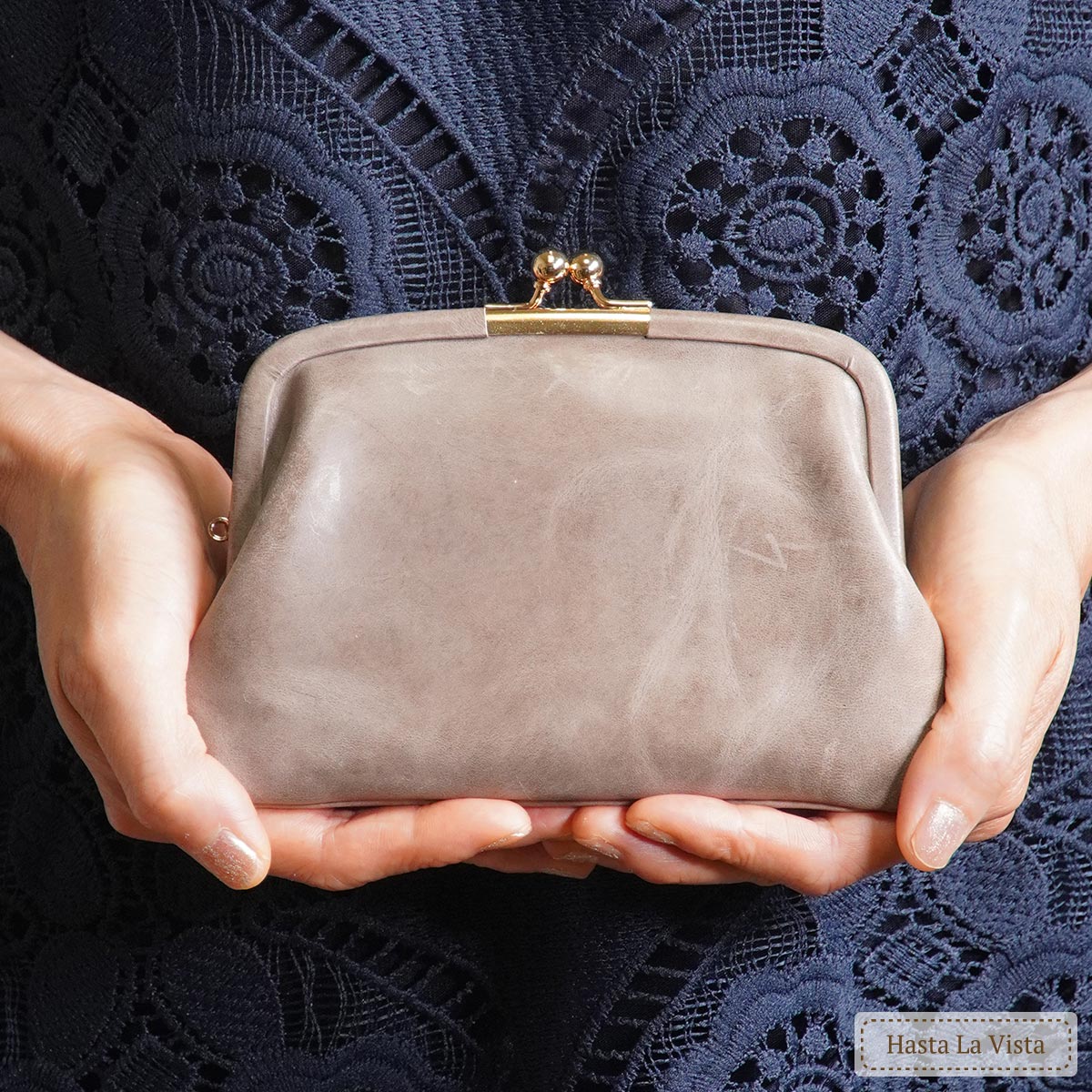 本革 がま口 財布 ヌメ革 モストロ レザー スリム レディース 親子