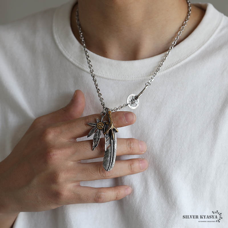 ステンレス フェザーネックレス インディアンジュエリー カスタム