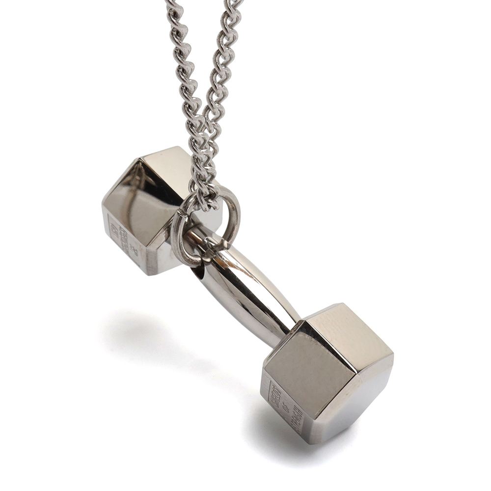 ステンレス ダンベルネックレス バーベル ペンダント シルバー