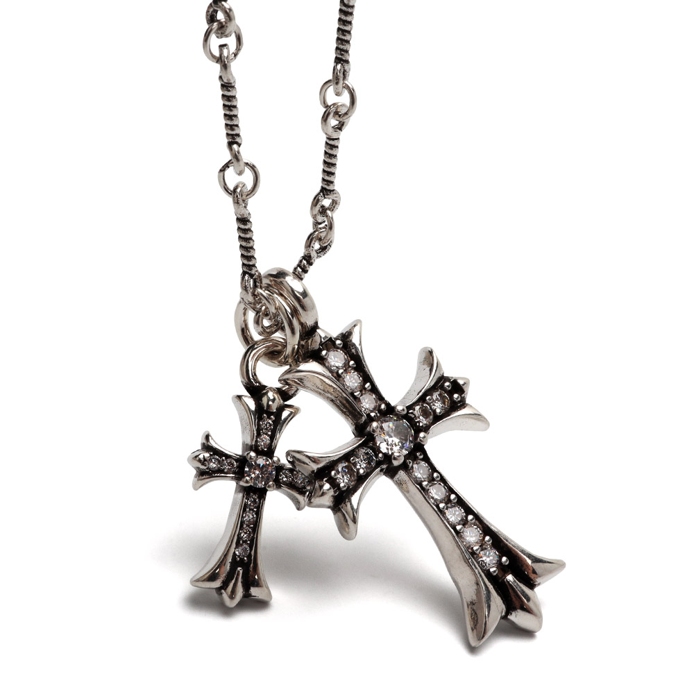 ダブルクロスネックレス ツイストチェーンネックレス 2色 ゴールド