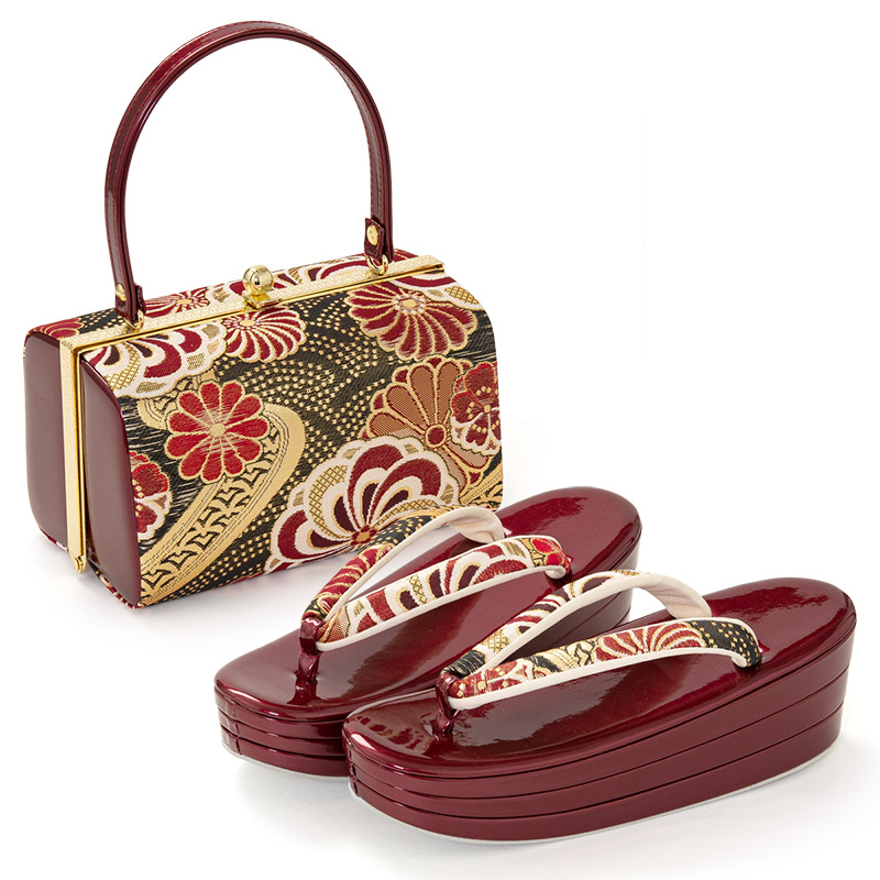 今だけポイント5倍】草履バッグセット 厚底草履 あしなが効果 エナメル