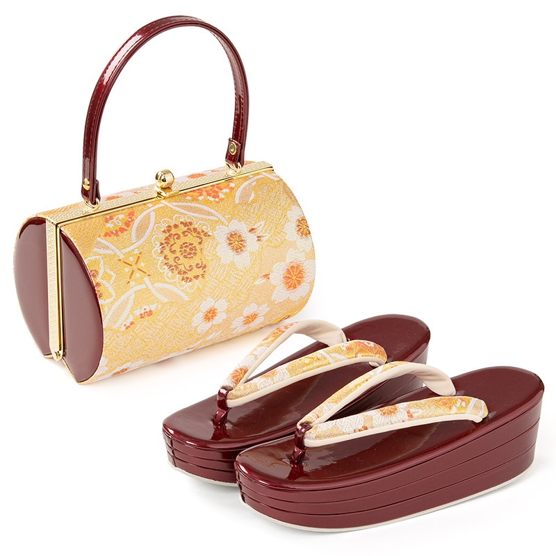 今だけポイント5倍】草履バッグセット 厚底草履 あしなが効果 エナメル