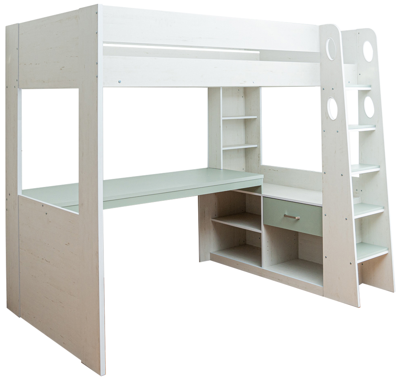 ロフトベッド ハイタイプ 机付き 収納付き 階段付き ベッド デスク 省