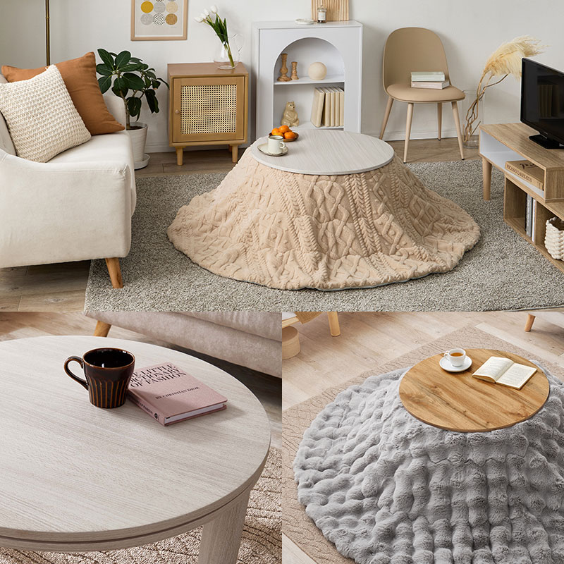 HAGiHARA（萩原） こたつ 丸 こたつテーブル 円 おしゃれ 白 丸形 北欧