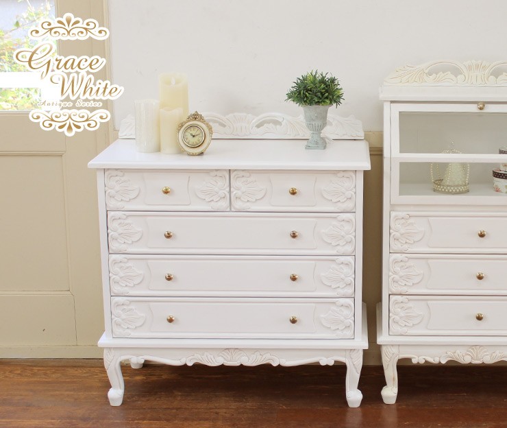 HAGiHARA（萩原） アンティーク チェスト 木製 4段 完成品