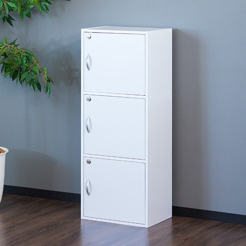 キャビネット 書庫 ホワイト ブラウン 鍵付き 扉付き 収納 A4サイズ