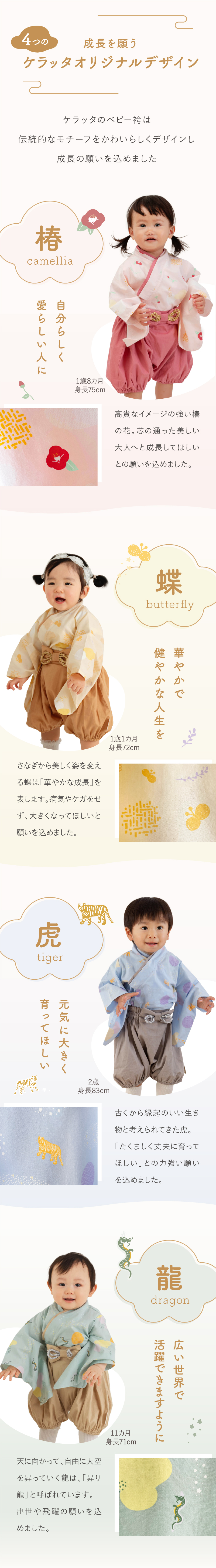 ケラッタ) ベビー袴 ロンパース 成長を願うおまもりデザイン 赤ちゃん