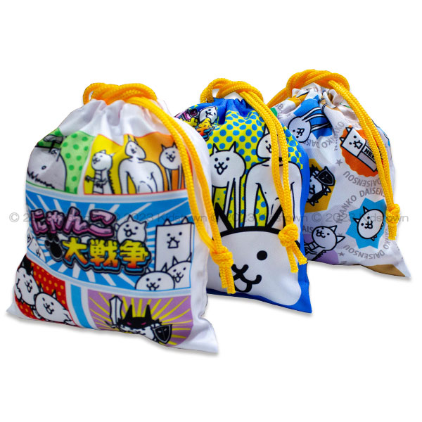 BANDAI（バンダイ） 送料無料 にゃんこ大戦争 巾着 3枚組 Sサイズ 約18