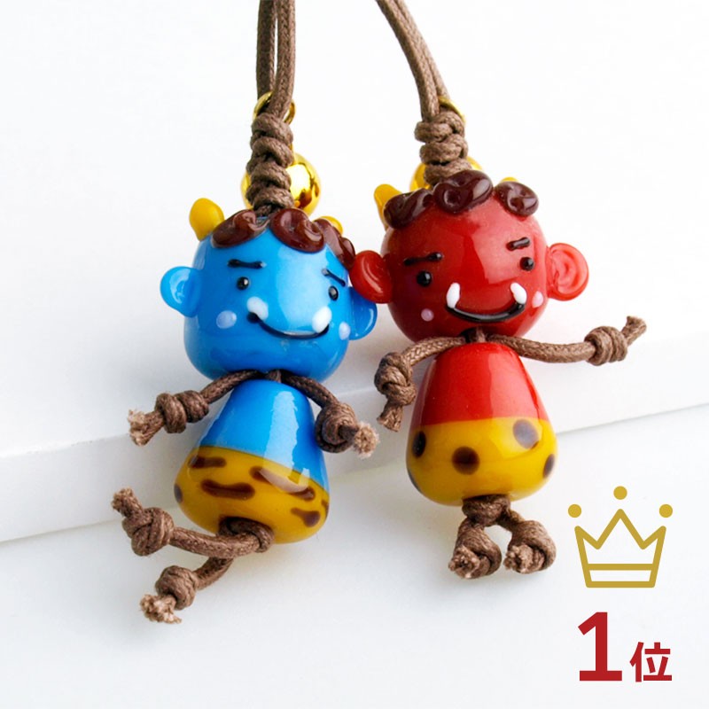 鬼 ストラップ」とんぼ玉携帯ストラップ 手作り : とんぼ玉専門店