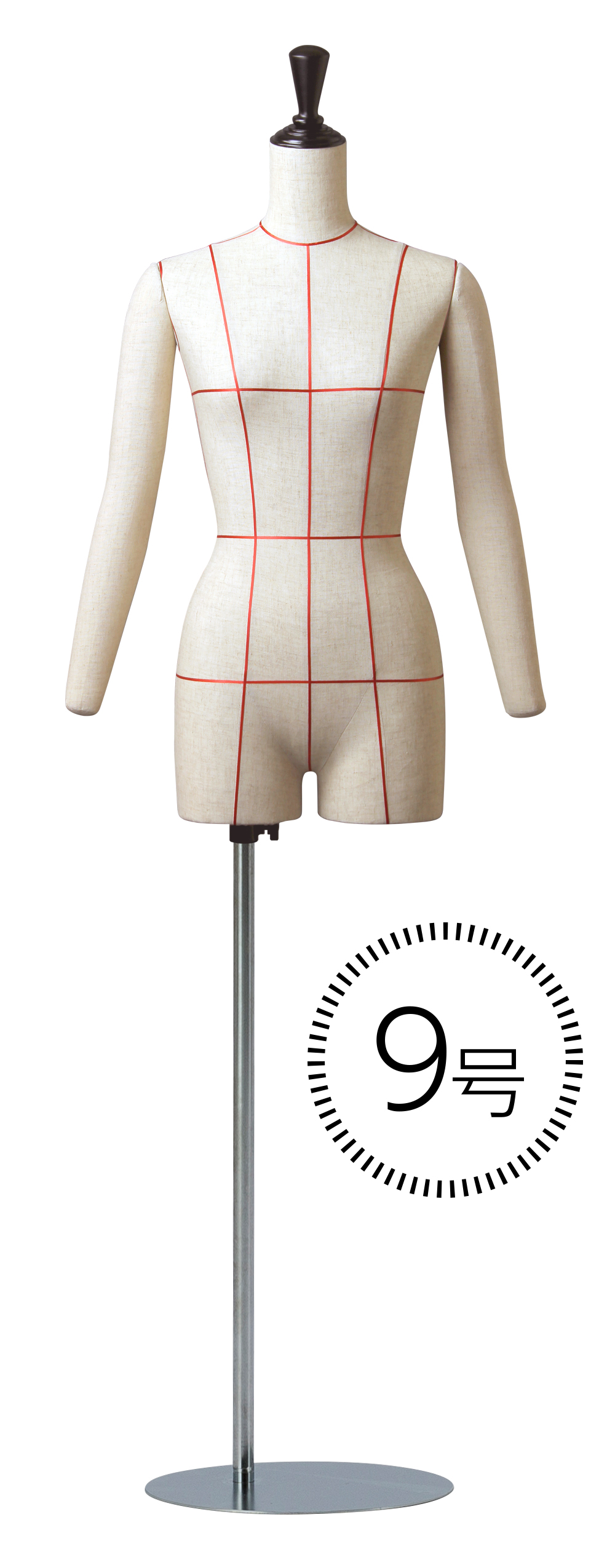 洋裁用ボディ 裁断ライン 婦人 芯地マネキン 腕付き股ありトルソー 丸