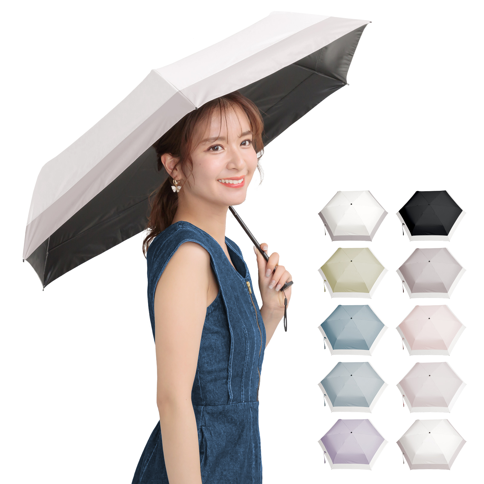 日傘 折りたたみ傘 フリル 完全遮光 晴雨兼用 遮光100% 超軽量